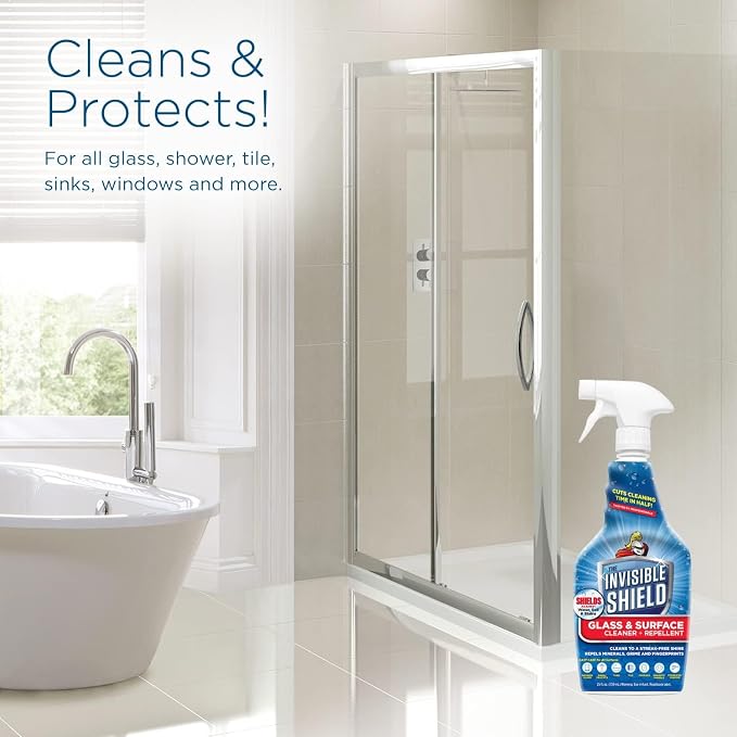 Invisible Shield Glass Essentials Shower Door Protectant and Water Spot Remover Kit 32 oz