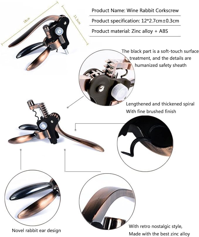 Wine Opener Set, Lever-Arm Rabbit Corkscrew, Wine Accessory Sets with Bottle Opener, Foil Cutters, Manual Wine Bottle Opener with Foil Cutter, Used in Kitchen Restaurant and Bars