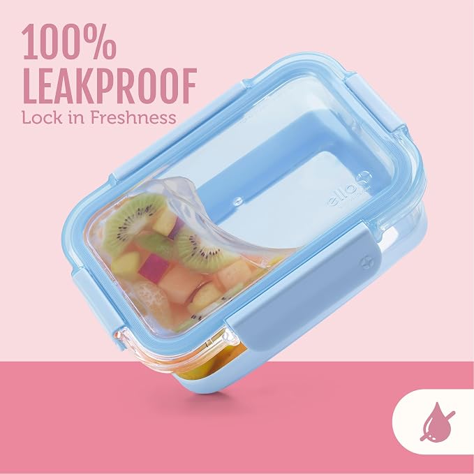 Ello Duraglass Refresh 3.4 Cup Meal Prep Containers, 10 Pc, Dusk Delight | Glass meal prep container set with silicone boots, airtight leakproof BPA-free lids, microwave, freezer & dishwasher safe