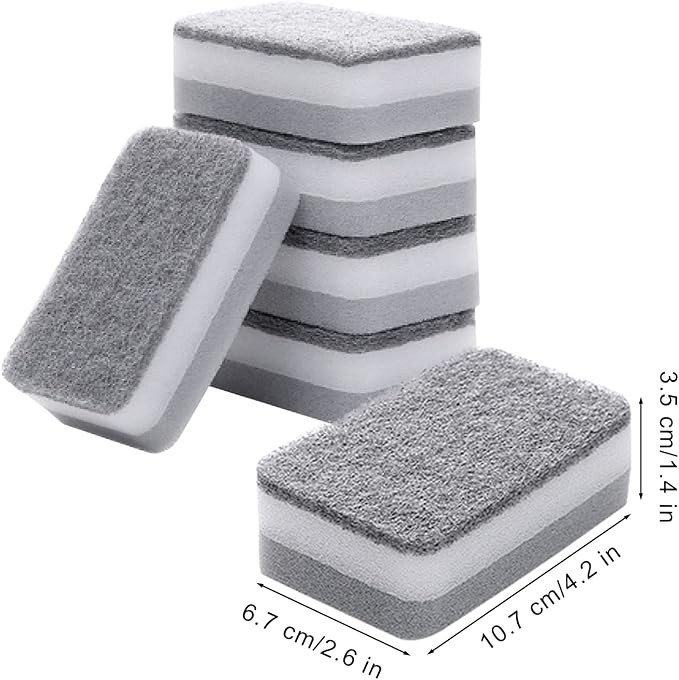 Individually Wrapped Sponges 40 Pack Kitchen Dishwashing Sponge Bulk, Non Scratch Dishes Scouring Pad Dishcloth, Odor-Free Sponge Wipes for Household Cleaning Dishes Travel Apartments - Grey