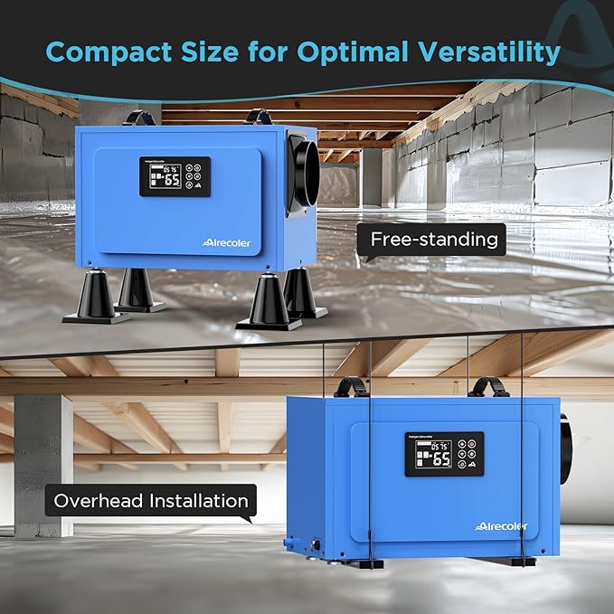 125 Pints Commercial Dehumidifier for Crawl Spaces & Basements with Drain Hose, Industrial Grade Water Damage Restoration for up to 6,000 sq ft, Auto Defrost, Memory Starting