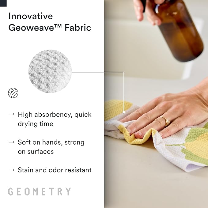 GEOMETRY Kitchen Tea Towels - Quick Dry Microfiber Dish Towels for Kitchen Sunny Lemons, 18" x 30" 1 Pack