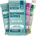 Extra Large Body Wipes for Adults Bathing No Rinse - 40 Ultra Thick Disposable Shower Wipes for Men, Women & Elderly - Great for Gym, Camping, Post Surgery - Variety Pack