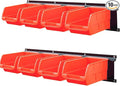 Wallmaster 8-Bin Storage Bins Garage Rack System 2-Tier Orange Tool Organizers Cube Baskets Wall Mount Organizations (Orange)