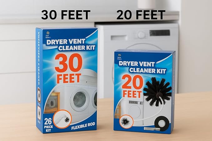 30-Feet Dryer Vent Cleaner Kit - Innovative Lint Remover Reusable Strong Nylon| Flexible Lint Brush with Drill Attachment for Faster Cleaning 30 Feet Long