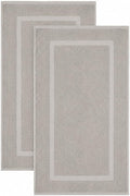 SALBAKOS 2-Piece 100% Turkish Cotton Bath Mat Towel, 20x34 inch, Stone | Bathroom Floor Towels, Thick Soft Most Absorbent Quick-Dry Durable Large Size Foot Rug, Premium Hotel Quality Made in Turkey