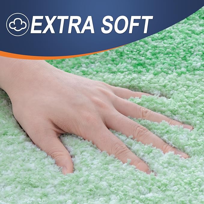 OLANLY Bathroom Runner Rugs Mat 59x20, Extra Soft Absorbent Microfiber Bath Rugs, Rubber Backing, Quick Dry, Washable Long Bath Mats for Bathroom Floor, Tub and Shower, Home Decor Accessories, Green