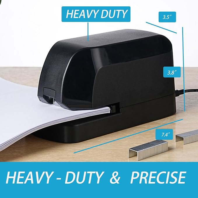 Heavy Duty Electric Stapler Value Pack, 45 Sheet Capacity, Includes 1500 Staples & Staple Remover, No-Jam, Faster Stapling, Automatic Stapler Desktop,AC Adapter Powered (Black)
