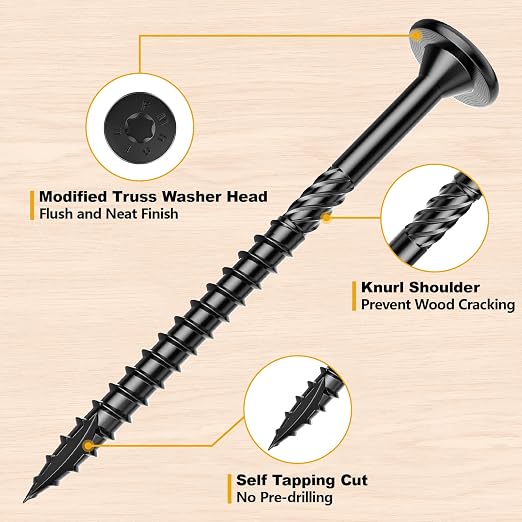 #14 x 10 Wood Structural Lag Screws | 54Pcs Star Drive Decking Wood Screws, Rust Resistant Timber Screws for Timber/Log/Landscaping Wood