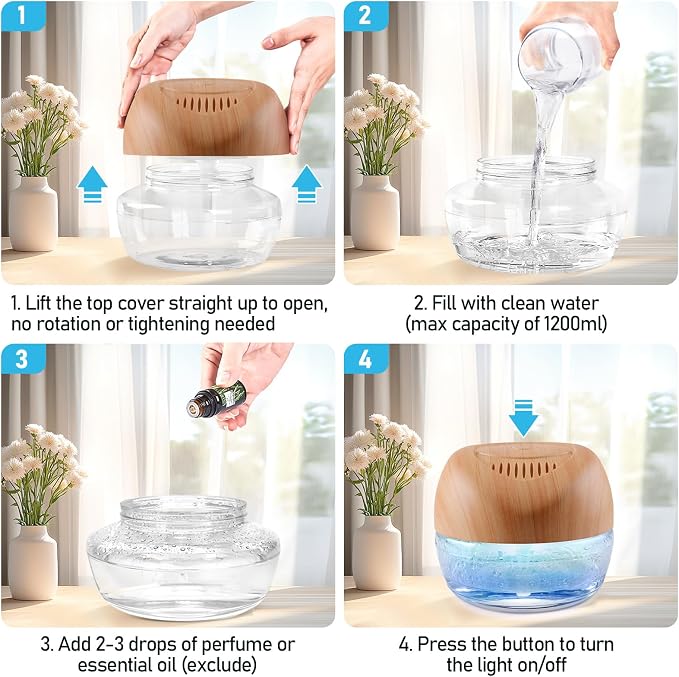 Water-Based Purifier Air Washer, Air Revitalizer & Freshener, Air Fresher with 7 LED Color Changing Light for Rooms (LightYellow)