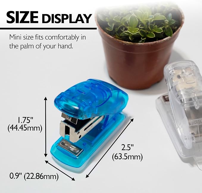 BAZIC Products Mini Stapler, Standard 26/6, with 500 Staples, 24-Box | 500 standard 26/6 staples for fast paper fastening at the desk, classroom, home office