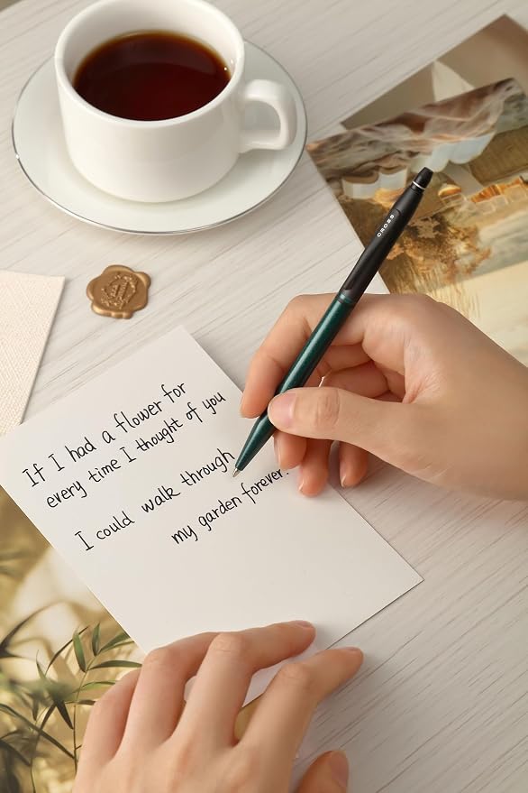 Cross Click Tuxedo Satin Metallic Green Ballpoint Pen - High-End Writing Tool for Versatile Use - Smooth Writing & Journaling - Elegant Accessory - Long-Lasting - Black Ink - Includes Gift Box