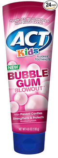 ACT Kids Bubblegum Blowout Toothpaste 4.6 Ounce (Pack of 24) Children's Anticavity Toothpaste with Fluoride for Fresh Breath and Strong Tooth Enamel for Kids, Toddlers