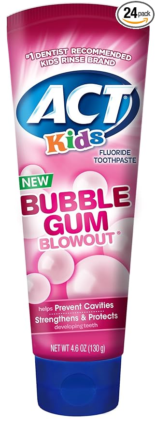 ACT Kids Bubblegum Blowout Toothpaste 4.6 Ounce (Pack of 24) Children's Anticavity Toothpaste with Fluoride for Fresh Breath and Strong Tooth Enamel for Kids, Toddlers