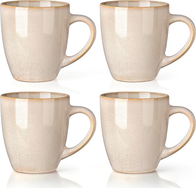 GBhome 12OZ Coffee Mugs Set of 4, Stoneware Coffee Mugs Set, Dishwasher & Microwave Safe