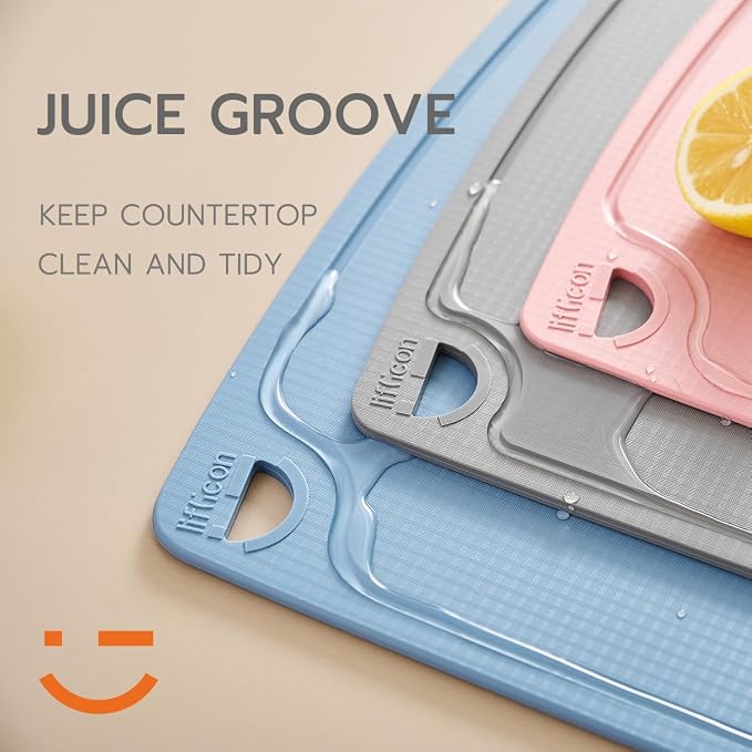Thick Silicone Cutting Board 12.6'' x 9.1'' Foldable & Flexible Design Juice Grooves Easy Grip Handle Dishwasher Safe-Plum Purple