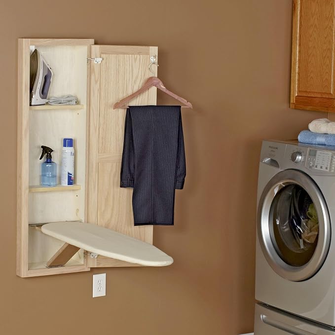 Household Essentials Oak Finish In-Wall Ironing Board Cabinet