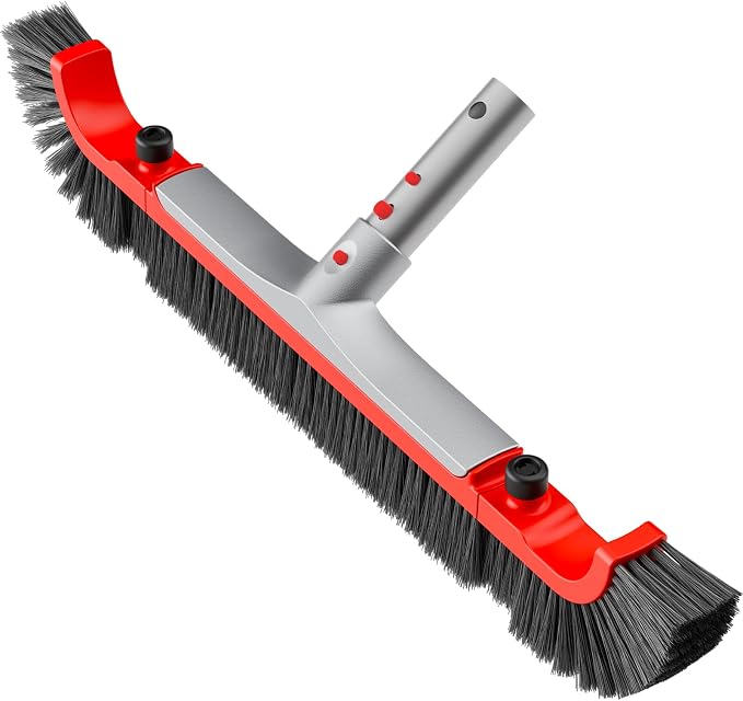 Pool Brush Head for Cleaning Walls,Heavy Duty Inground/Above Ground Aluminum Swimming Pool Scrub Brushes with Curved Ends
