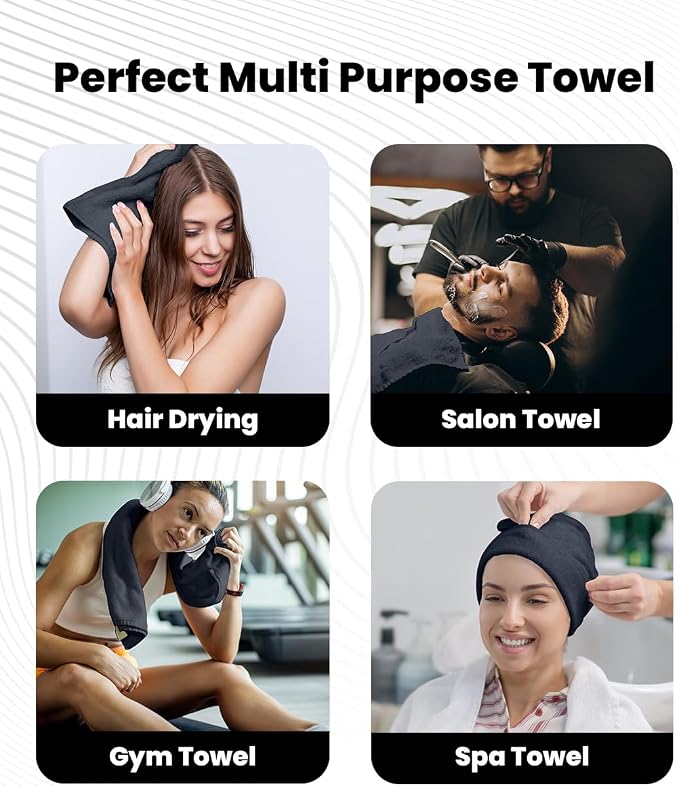 Avalon Towels Salon Towel - Grey Hand Towels Bulk Pack of 24 - 100% Cotton Absorbent Spa, Facial & Gym Towel for Working Out - 16x27 Inches (Not Bleach Proof)