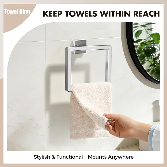 Bathroom Hardware Set Brushed Nickel 5-Pieces Bathroom Towel Rack SUS304 Stainless Steel Bath Towel Bar Set, Towel Racks Wall Mounted.