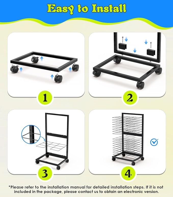 Art Drying Rack 0.138" Thickened Paint Drying Rack Concave Painting Racks with 4 Casters, 3lbs Load Capacity Wire Paint Drying Stand for Classroom Art Studios, Schools, Preschool