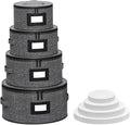 Aokeyee 4-Piece Plate Storage Set, Hard-Shell Dinnerware Organizer, Grey | With 48 Soft Felt Dividers for Saucer, Dessert, Salad and Dinner Plates, Dual Zippers, Handles, Stackable, Moving & Storage