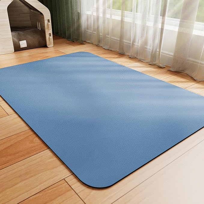HotLive Dog Food Mat - Absorbent Cat Mat for Food and Water, No Stains Pet Feeding Bowl Mat, Easy to Clean Pet Placemats, Quick Dry Dog Water Dispenser Mat for Messy Drinkers | Blue 12"x 19"