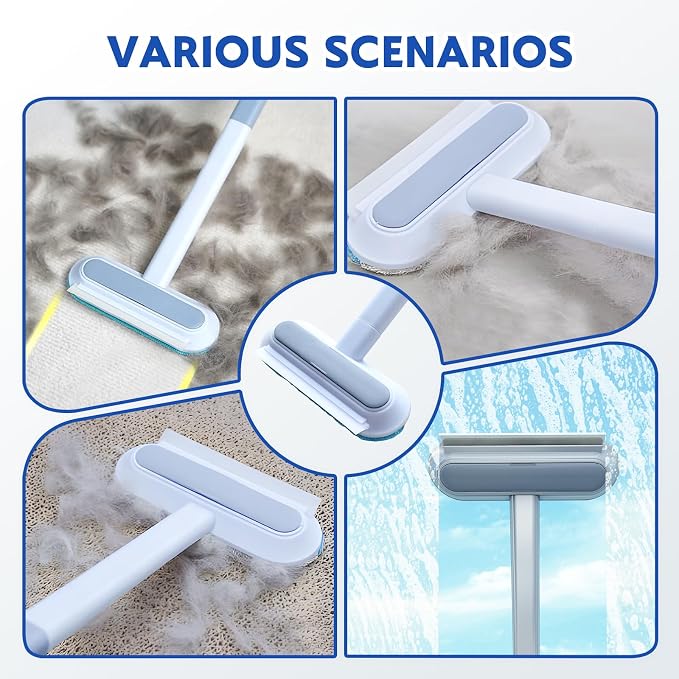 Pet Hair Remover for Furniture, Multifunctional Washable Lint Brush 4 in1 Cat and Dog Hair Removal Tool for Couch with 17inch Long Handle for Furniture, Couch, Carpet, Clothes and Laundry(2PCS)
