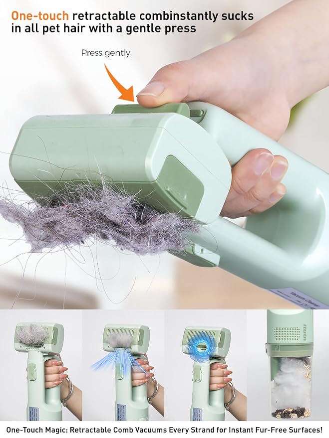 Dog Vacuum For Shedding Grooming, Pet Grooming Vacuum For Dogs Cat, Vacuum Pet Hair Remover Tool with Slicker Deshedding Dog Brush for Shedding Dematting Comb Kit