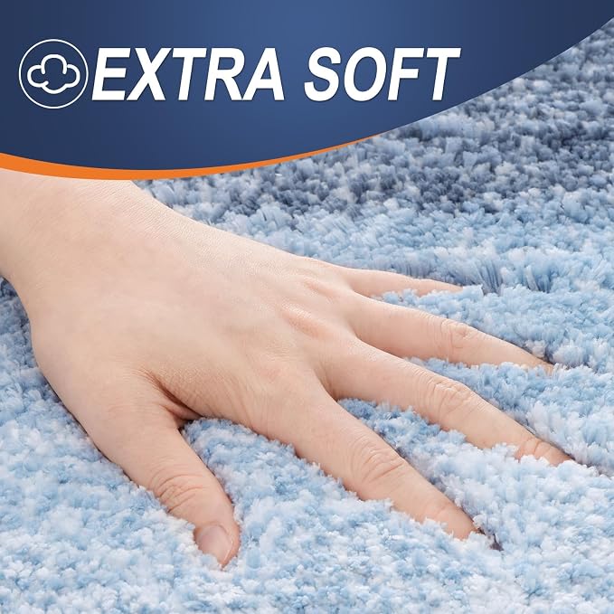 OLANLY Bathroom Runner Rugs Mat 59x20, Extra Soft Absorbent Microfiber Bath Rugs, Rubber Backing, Quick Dry, Washable Long Bath Mats for Bathroom Floor, Tub and Shower, Home Decor Accessories, Blue