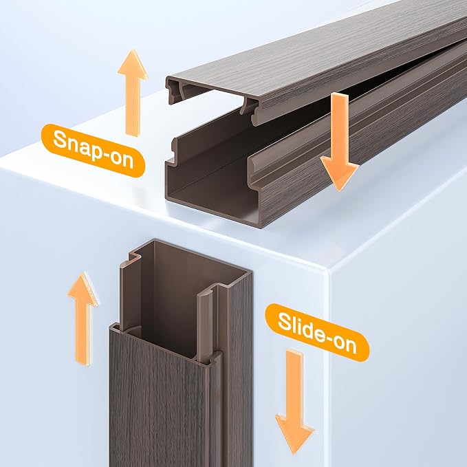 Delamu 157in Cord Hider Wall, TV Cable Hider Cord Covers for Wires on Wall, Large Cable Cover Raceway to Hide 2-4 Cords, Wire Hiders Wire Covers for Cords for TV on Walls, W1.18 H0.6in, Darkwood