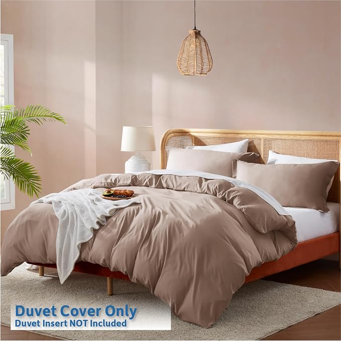 Nestl Khaki Duvet Cover King Size - Soft Double Brushed King Duvet Cover Set, 3 Piece, with Button Closure, 1 Duvet Cover 104x90 inches and 2 Pillow Shams