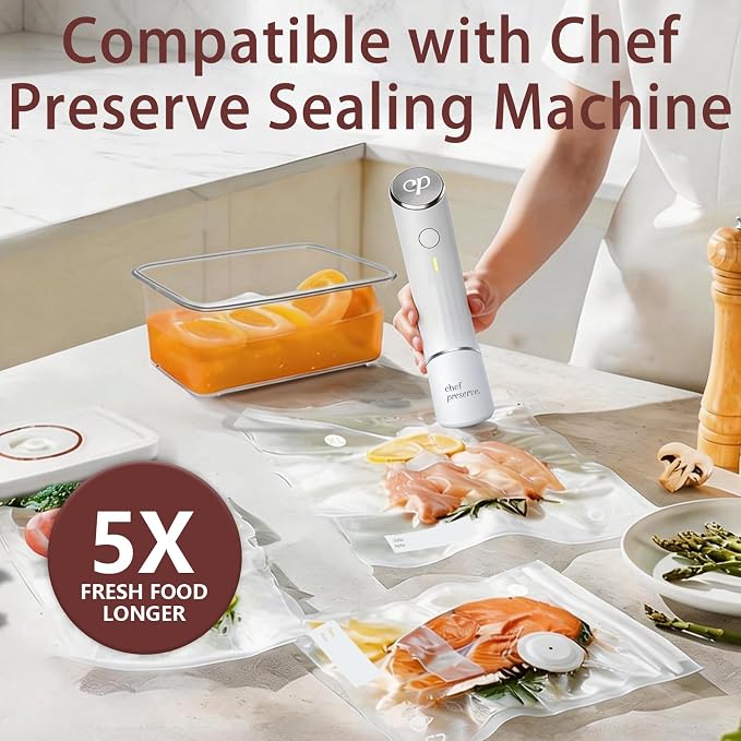 30-Pack Vacuum Sealer Bags Compatible with Chef Preserve – BPA-Free, 15 Medium (10×11 in) + 15 Large (12×13 in), Reusable Leak-Proof Food Storage Bags for Freezer, Microwave & Sous Vide