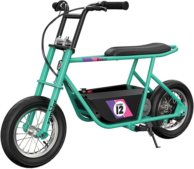 Razor Rambler 12 for Ages 13+ – 24V Electric Minibike with Retro Style, Up to 14 mph, Wide 12" Air- Filled Tires, High-Torque 250-watt Motor, Up to 40 Minutes Ride Time, for Riders up to 170 lbs