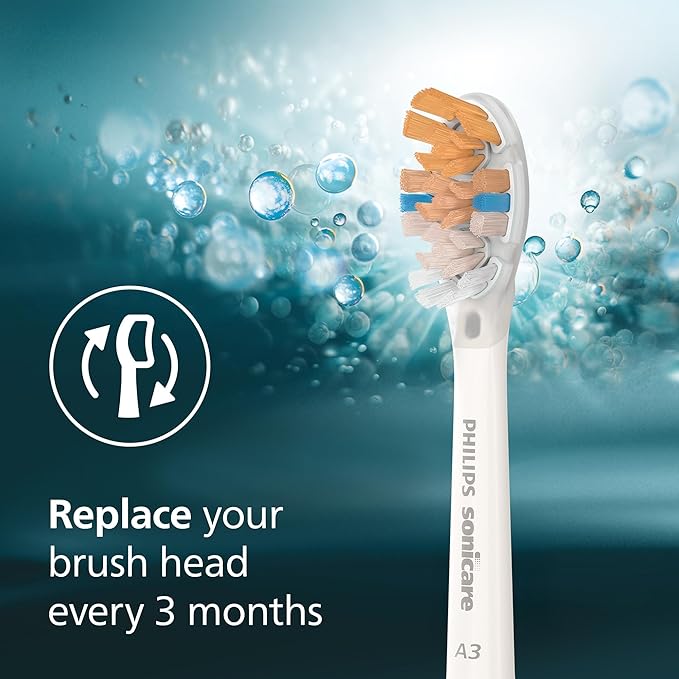 Philips Sonicare A3 All-in- - Genuine Replacement Electric Toothbrush Heads,White,Year Supply,HX9094/65,4 Count (Pack of 2)