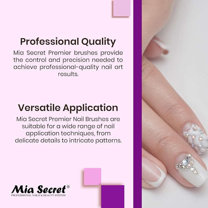 Mia Secret PREMIER NAIL BRUSHES 100% Kolinsky Hair MADE IN USA Prenium Nail Art Brushes (Pink, 4 OR (3D))