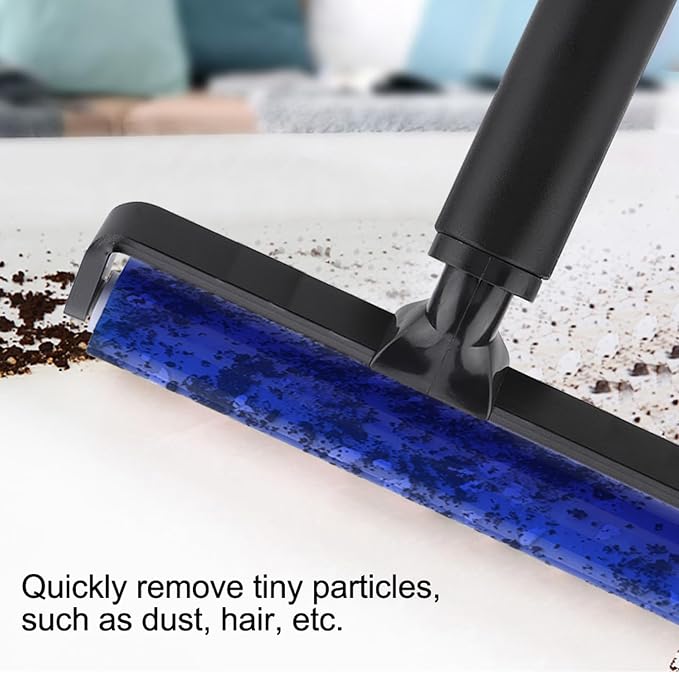 Pet Hair Roller, Large Lint Roller Super Sticky Blue Silicone Soft Static Action Black Handle, Sticky Roller for Hair Dander Fibers Rubber Powder (14 inches)