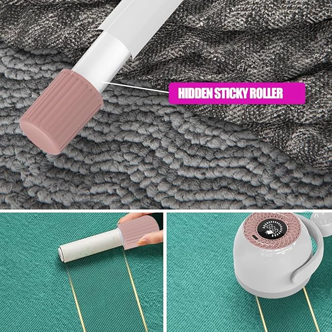 Fabric Lint Remover Set,USB Rechargeable Electric Fabric Shaver Fuzz Remover with Lint Brush,Reusable Sweater Defuzzer,Portable Sticky Lint Roller for Clothes,Furniture,Carpet,Couch