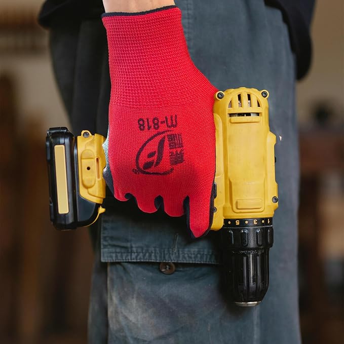 WHEATHUSK 100 Pack Gardening Gloves Bulk for Men Women, Breathable Nitrile Rubber Coated Garden Gloves Dipped Gripping Work Gloves for Construction, Gardening