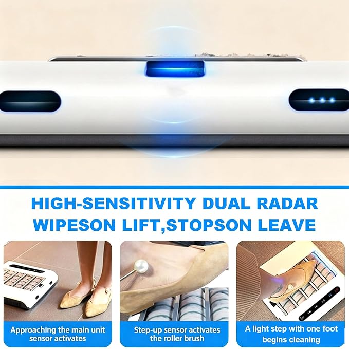 Rechargeable Automatic Shoe Sole Cleaner, 1000Pa Suction Waterless Brush, Smart Sensor Hands-Free for Home Entryway Upgrade