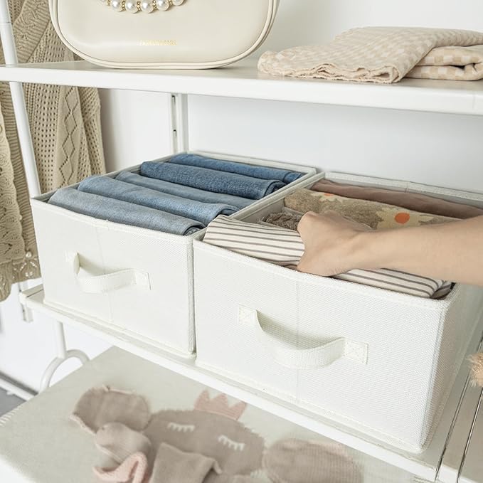 GRANNY SAYS Wardrobe Clothes Organizer, Drawer Organizers for Clothing, Closet Organizers and Storage, Organizer for Drawer, Pants, Jeans, T Shirt, Beige, 4-Pack
