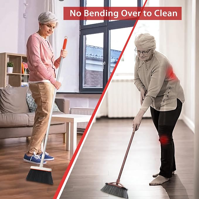 JEHONN Broom and Dustpan for Home; Dust Mop for Floor Cleaning