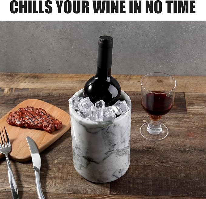 Marble Wine Bottle Chiller Bucket - Versatile Wine Chillers for Bottles - Handcrafted Wine & Champagne Cooler for Parties, Dinner - Applicable to Kitchen Utensil Holder Ideal for Wine Enthusiasts