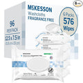 McKesson Washcloth Wipes, Unscented - Disposable Wet Wipes for Adults - Fragrance-Free, Alcohol-Free - No-Rinse Formula - Snap Lid Soft Pack, 96 Count, 6 Packs, 576 Total