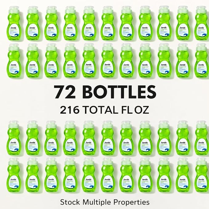 3 oz Dishwashing Liquid Bottles – Case of 72 Travel Size Mini Dish Soap – Bulk Small Kitchen Soap for Airbnb, Vacation Rentals, Hotels, Food Pantry & Welcome Baskets – 216 Total Fl Oz