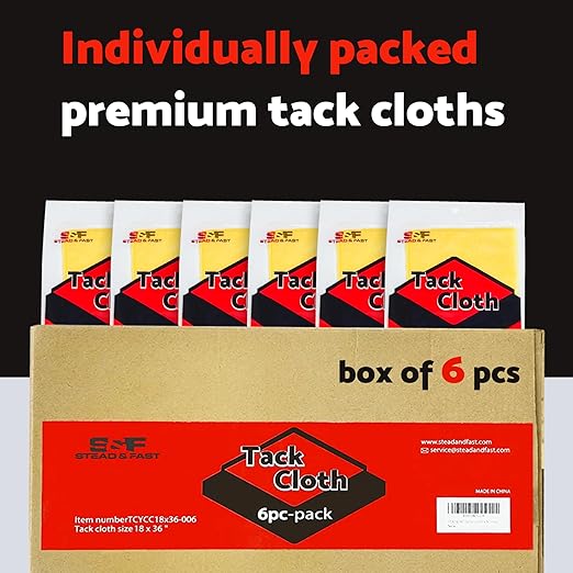S&F STEAD & FAST Painters Tack Cloth for Woodworking, Painting, Sticky, Anti-Static Tack Rags for Automotive, Sanding, Cleaning, Dusting, Staining, Wax and Silicone Free, 18 x 36 Inches Dust Cloths