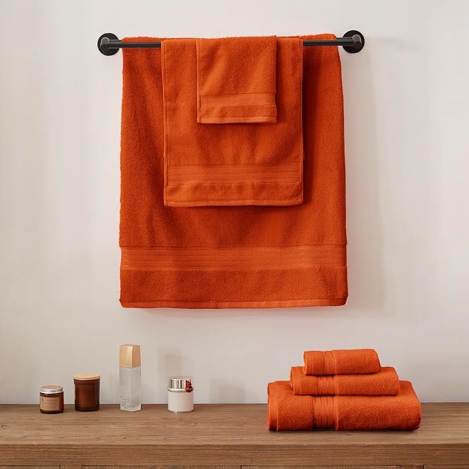 COZYART Luxury Bath Towels 2 PCS, Burnt Orange 100% Turkish Cotton | OEKO-Tex 100 Certified Zero Twist Ring Spun, Soft Absorbent Quick Dry, Plush Fluffy, Breathable Hotel Quality for Daily Use