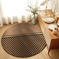 Round Area Rug 3', Brown Metal Hole Washable Small Area Rugs for Kitchen Bathroom Bedroom Office Laundry, Modern Copper Net Eye Hole Pattern Non Slip Door Mat Indoor Entrance Floor Throw Circle Carpet