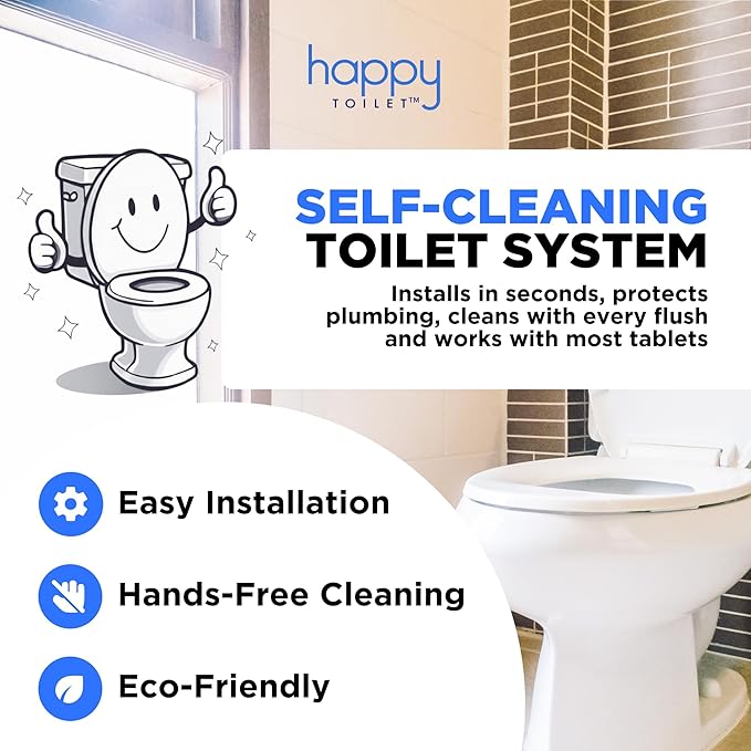 Happy Toilet Cleaner Original Deuce Bundle Tablets (12ct) For Kohler & Canister Flush Systems - Easy Install Toilet Bowl Tablet Holder Automatic Toilet Bowl Cleaner