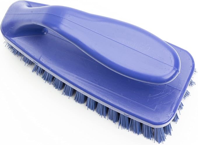 SPARTA Scrub Brush with Iron Shaped Handle and Stiff Bristles, Heavy Duty Scrubber Brush for Kitchen, Bathroom, Shower, Tile, Sink, Carpet and Bakepans, Polypropylene, 6 Inches, Blue